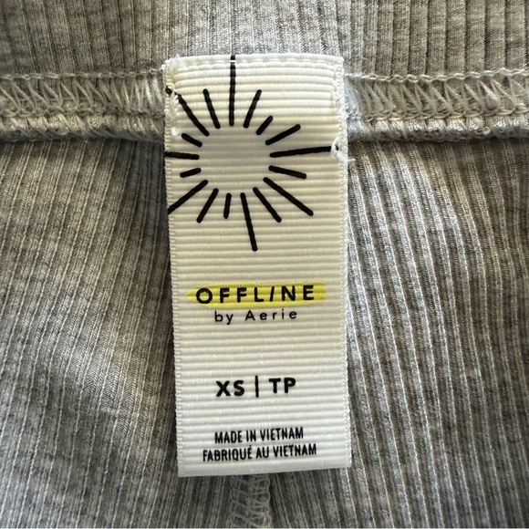 Offline By Aerie Thumbs Up Heavyweight Ribbed Wide Leg Pant in Heather Gray, XS - Picture 3 of 10